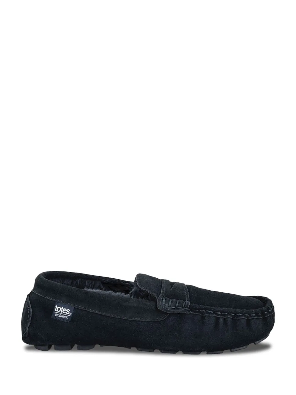 Totes Blue Isotoner Mens Suede Moccasin With Water Repellency
