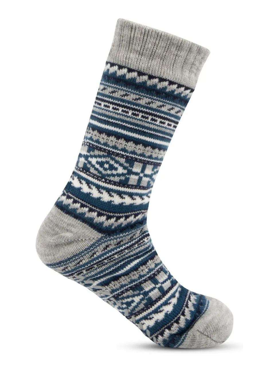 Totes Blue Toasties Mens Sherpa Lined Fair Isle Slipper Socks