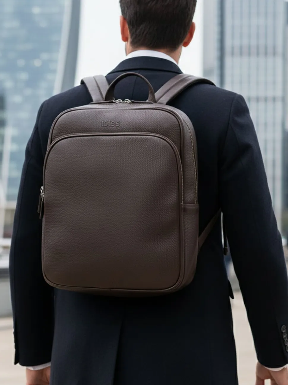 Totes Brown Genuine Leather Backpack