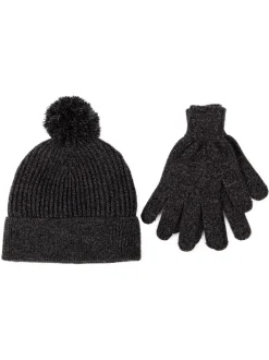 Totes Grey Mens Winter Hat and Glove Set