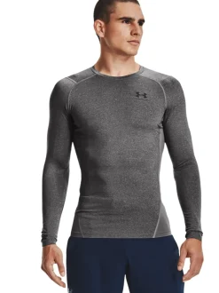 Under Armour Grey HeatGear Fitted Long Sleeve Base Layer T-Shirt