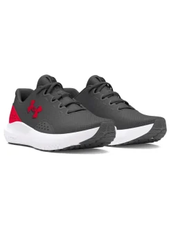 Under Armour Grey/Red Surge 4 Trainers