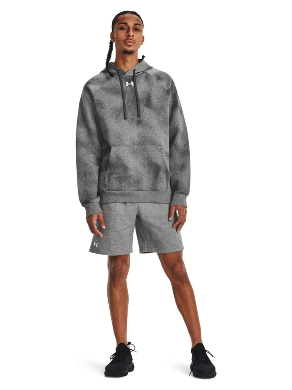 Under Armour Grey/White Rival Fleece Shorts