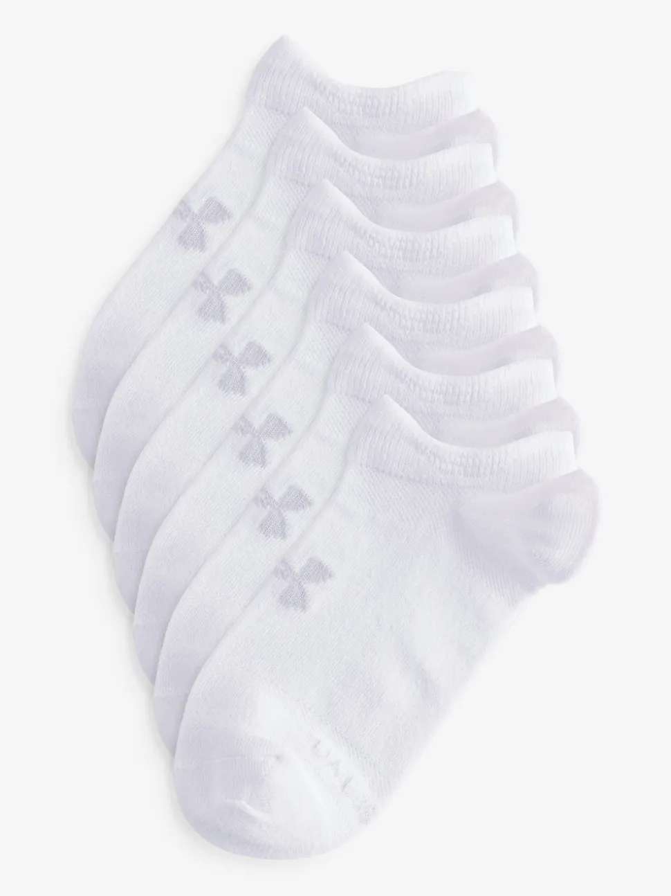 Under Armour White Cream Essential No Show Socks 6 Pack