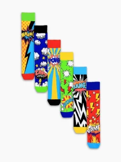 United Odd Socks Yellow Super Hero Comic Socks 6 pack