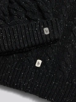 U.S. Polo Assn Black Cable Knit Beanie & Scarf Box Set