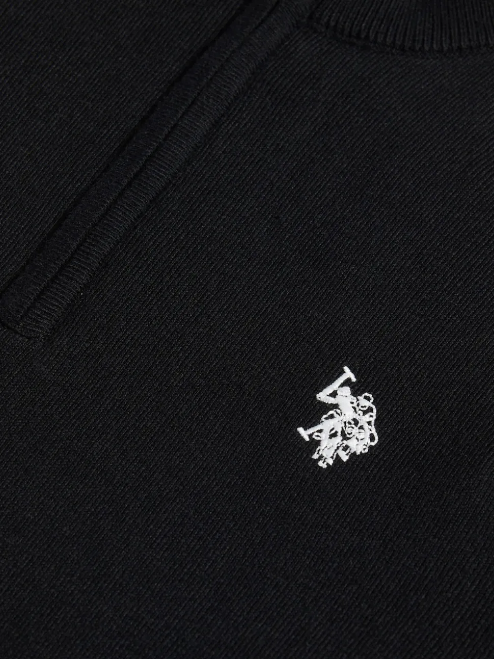 U.S. Polo Assn. Black Cotton Funnel Neck 1/4 Zip Knit