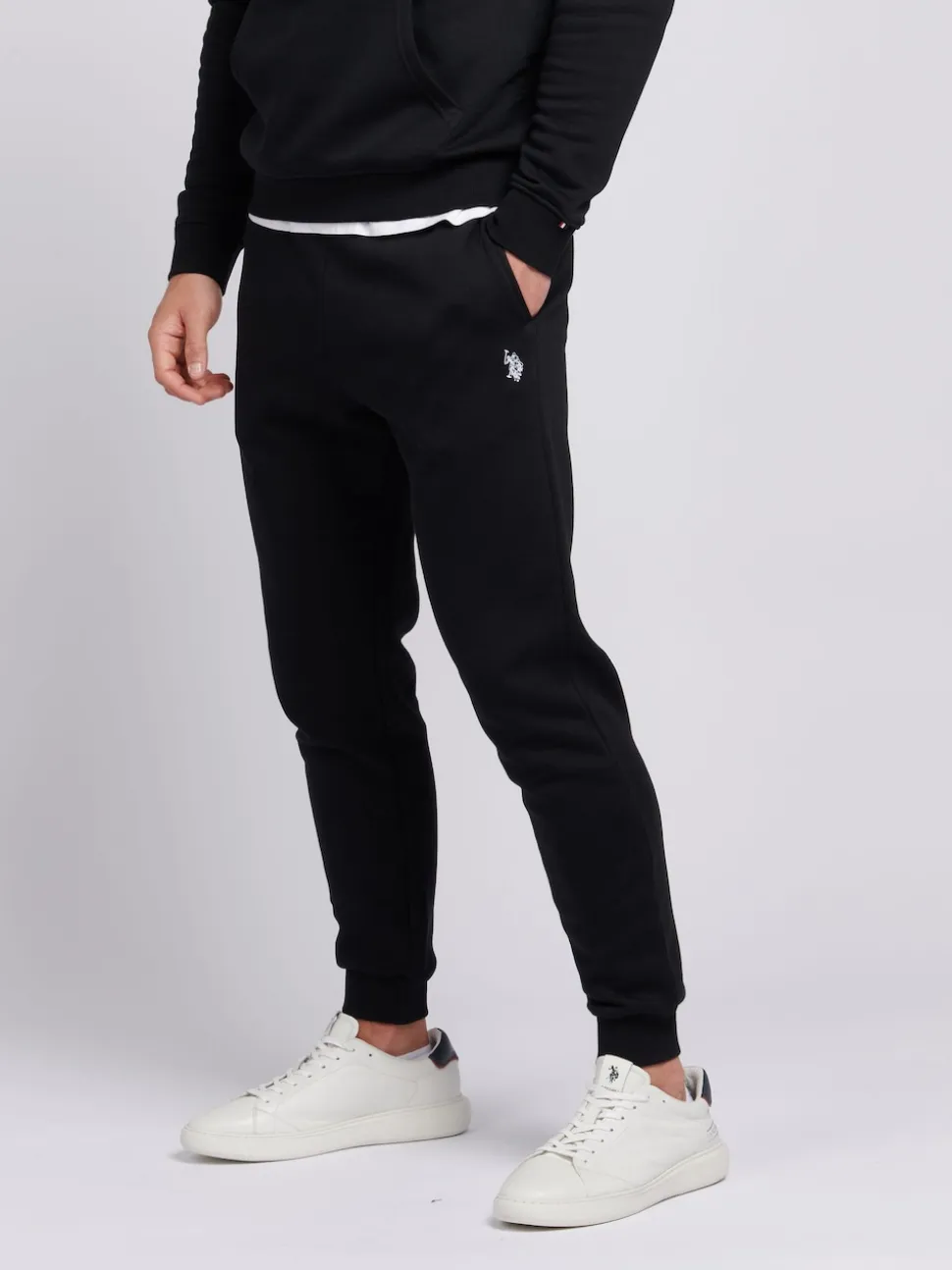 U.S. Polo Assn. Black Mens Classic Fit Double Horsemen Joggers