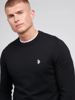 U.S. Polo Assn. Black Mens Cotton Crew Neck Jumper