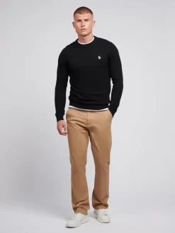U.S. Polo Assn. Black Mens Cotton Crew Neck Jumper