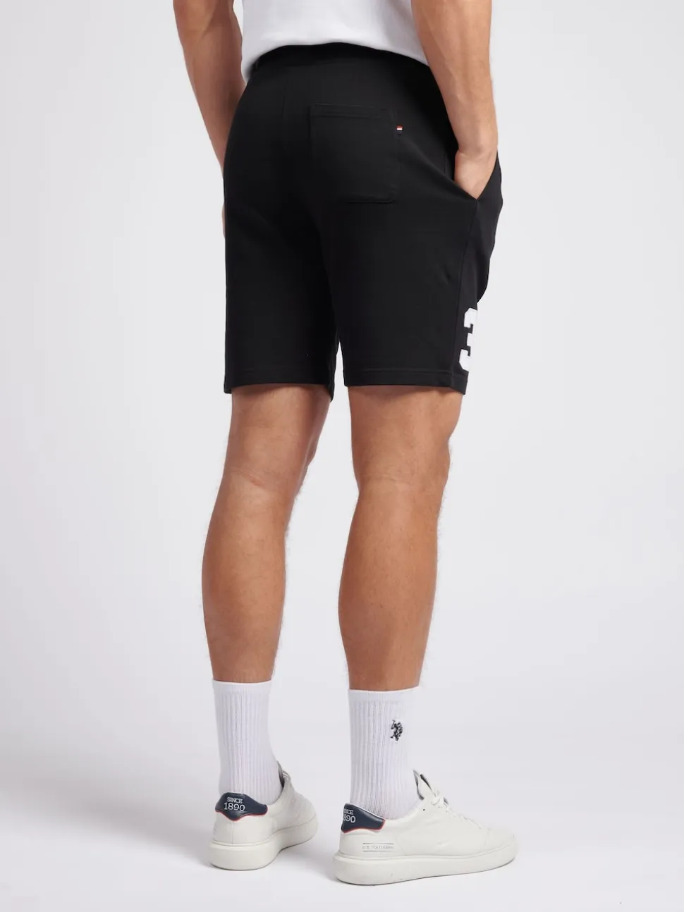 U.S. Polo Assn. Black Mens Classic Fit 100% Cotton Player 3 Sweat Shorts
