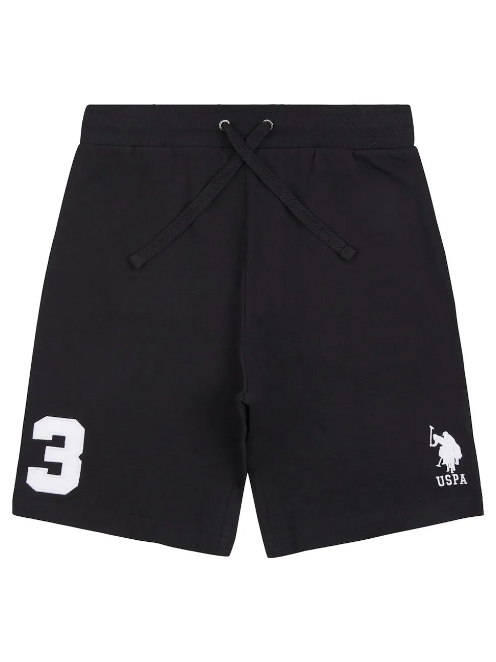 U.S. Polo Assn. Black Mens Classic Fit 100% Cotton Player 3 Sweat Shorts