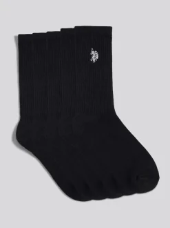 U.S. Polo Assn Black Mens Classic Sport Socks 5 Pack