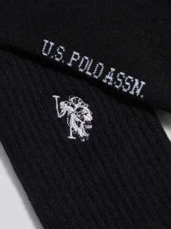 U.S. Polo Assn Black Mens Classic Sport Socks 5 Pack