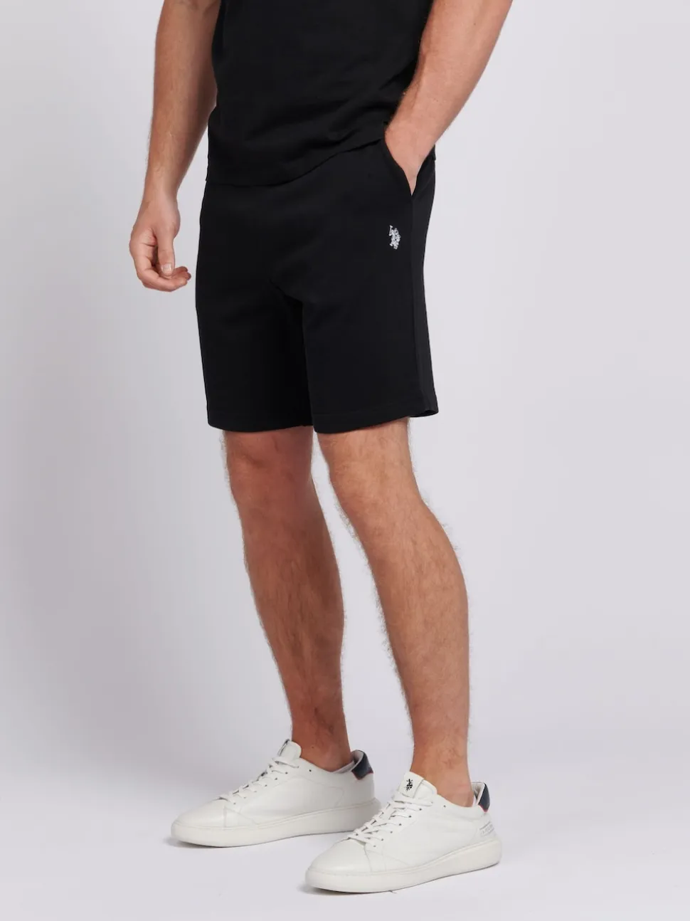 U.S. Polo Assn Black Mens Double Horsemen Sweat 100% Cotton Shorts