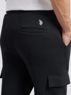 U.S. Polo Assn. Black Mens Double Horsemen Cargo Sweat Joggers