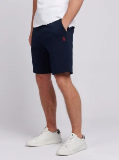 U.S. Polo Assn. Blue Dark Mens Classic Fit Double Horsemen 100% Cotton Sweat Shorts