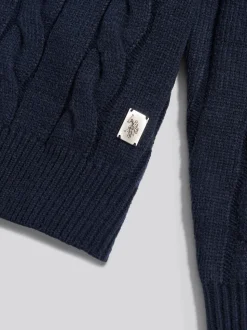 U.S. Polo Assn Blue Half Cardigan Stitch Knit Cardigan