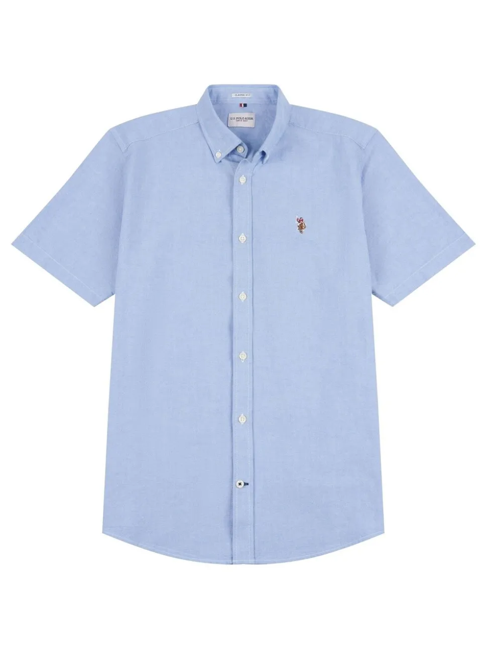 U.S. Polo Assn. Blue Light Mens Short Sleeve Oxford 100% Cotton Shirt