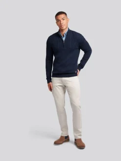U.S. Polo Assn. Blue Mens Half Stitch Knit Funnel Cardigan Jumper