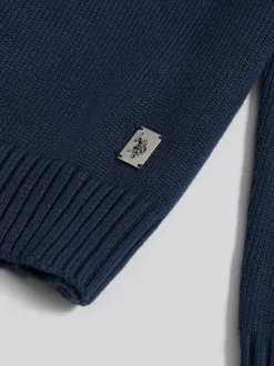 U.S. Polo Assn. Blue Mens Half Stitch Knit Funnel Cardigan Jumper