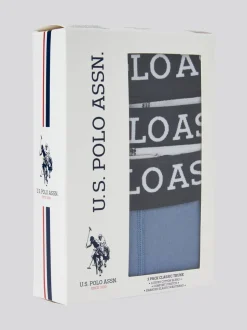 U.S. Polo Assn. Blue Mens Mixed Boxer Shorts 3 Pack