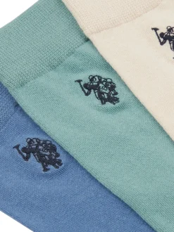U.S. Polo Assn. Blue/Natural/Green Mens Smart Socks 3 Pack