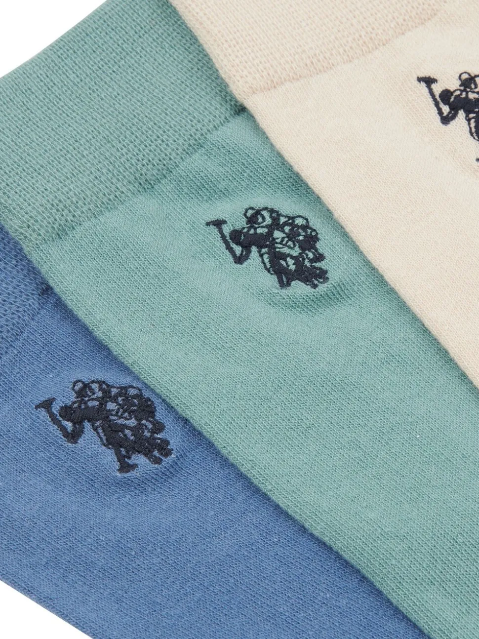U.S. Polo Assn. Blue/Natural/Green Mens Smart Socks 3 Pack