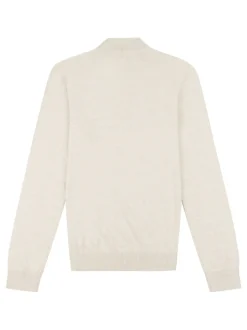 U.S. Polo Assn. Cream Cotton Funnel Neck Quarter Zip Knit