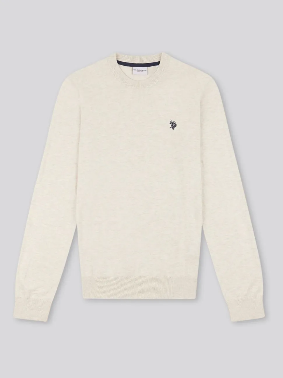 U.S. Polo Assn. Cream Mens Cotton Crew Neck Jumper