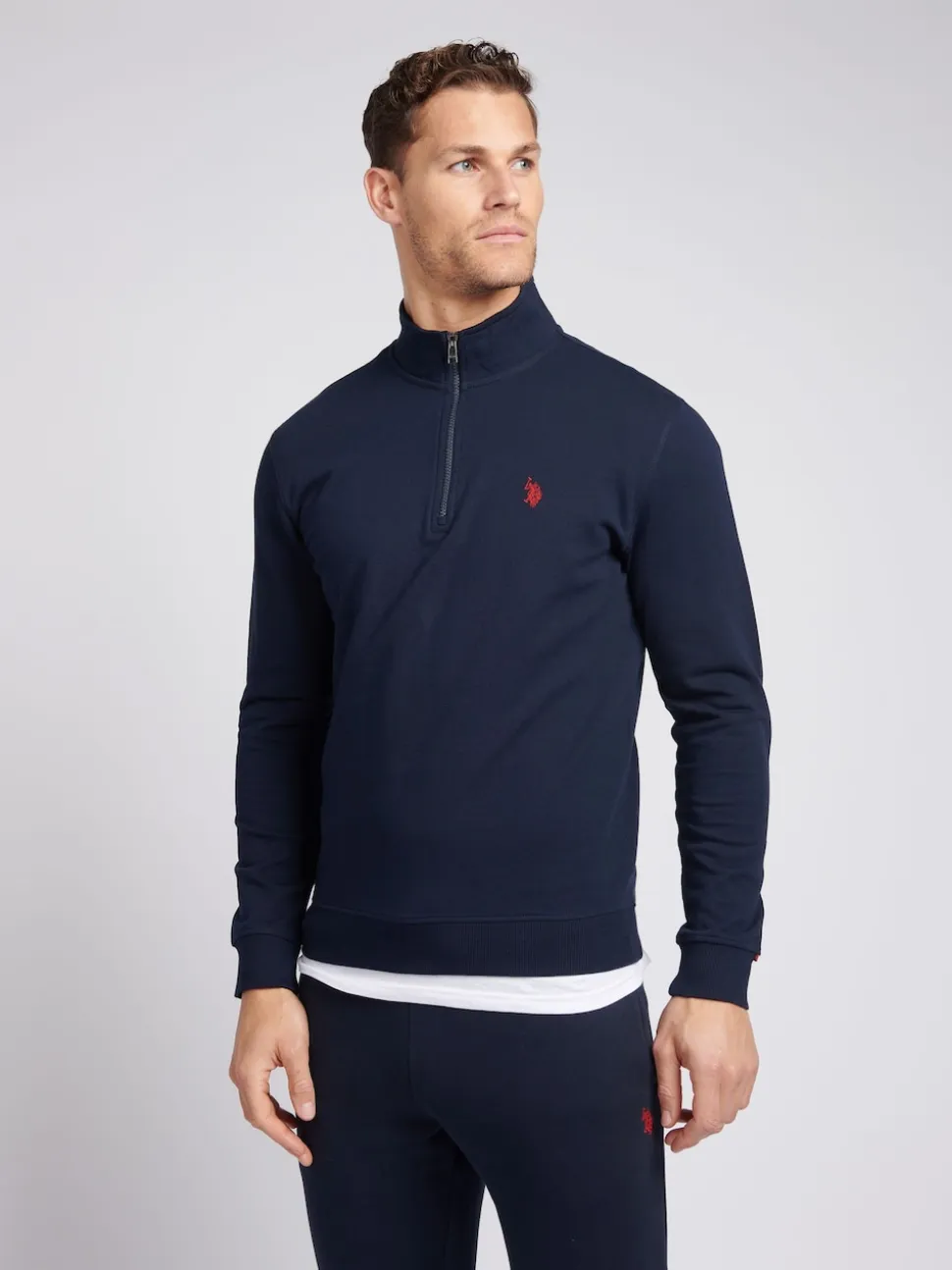 U.S. Polo Assn. Dark Blue Mens Classic Fit Quarter Zip Sweatshirt