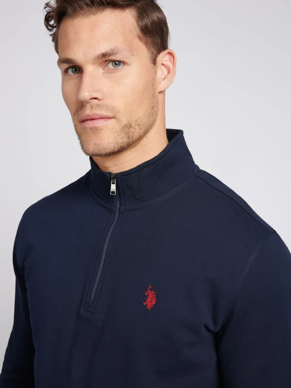 U.S. Polo Assn. Dark Blue Mens Classic Fit Quarter Zip Sweatshirt