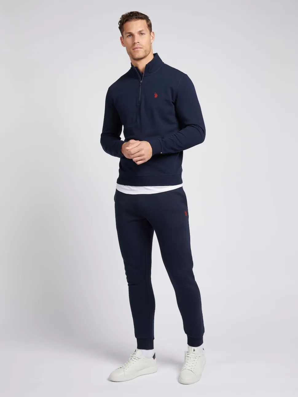 U.S. Polo Assn. Dark Blue Mens Classic Fit Quarter Zip Sweatshirt