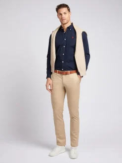 U.S. Polo Assn. Dark Blue Stretch Cotton Mens Poplin Shirt