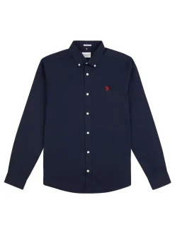 U.S. Polo Assn. Dark Blue Stretch Cotton Mens Poplin Shirt