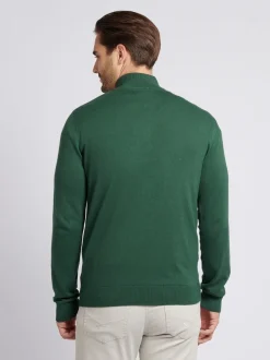 U.S. Polo Assn. Dark Green Cotton Funnel Neck Quarter Zip Knit