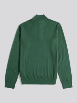U.S. Polo Assn. Dark Green Cotton Funnel Neck Quarter Zip Knit
