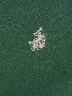 U.S. Polo Assn. Dark Green Cotton Funnel Neck Quarter Zip Knit