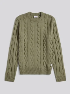 U.S. Polo Assn. Green Mens Cable Knit Crew Jumper