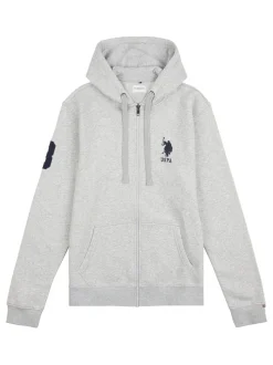 U.S. Polo Assn. Grey Mens Classic Fit 100% Cotton Player 3 Zip-Up Hoodie