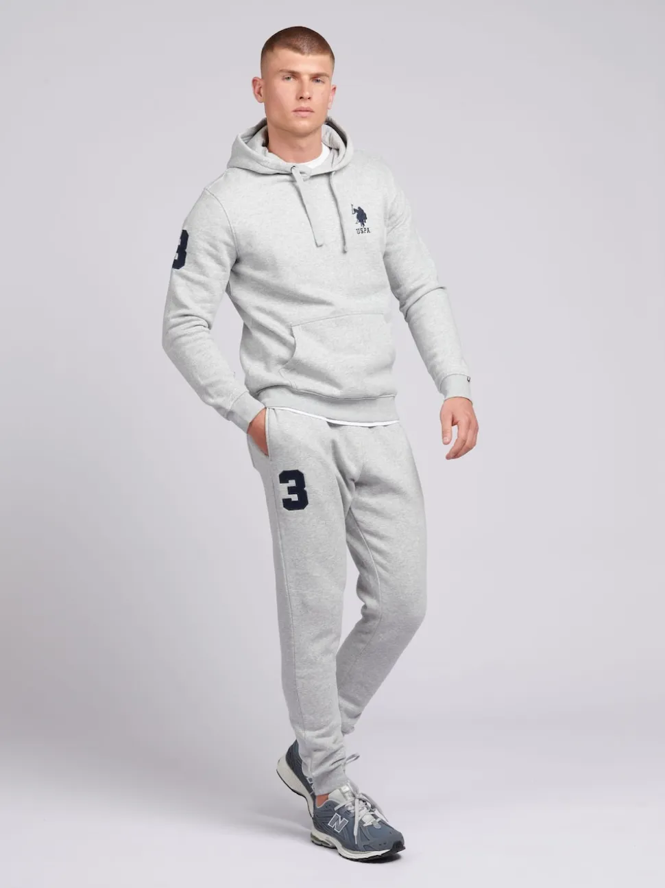 U.S. Polo Assn. Grey Mens Classic Fit Player 3 100% Cotton Hoodie