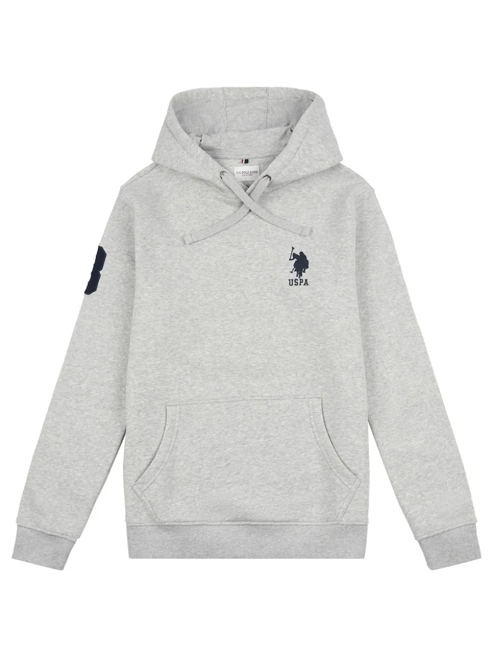 U.S. Polo Assn. Grey Mens Classic Fit Player 3 100% Cotton Hoodie