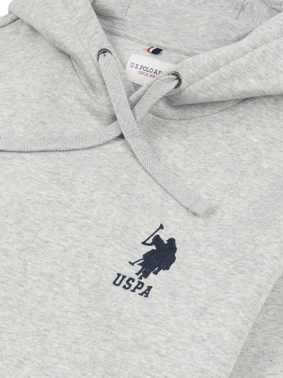 U.S. Polo Assn. Grey Mens Classic Fit Player 3 100% Cotton Hoodie