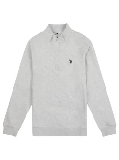 U.S. Polo Assn. Grey Mens Classic Fit Quarter Zip Sweatshirt