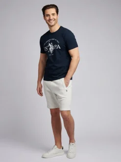 U.S. Polo Assn. Grey Mens Double Horsemen Herringbone Sweat Shorts