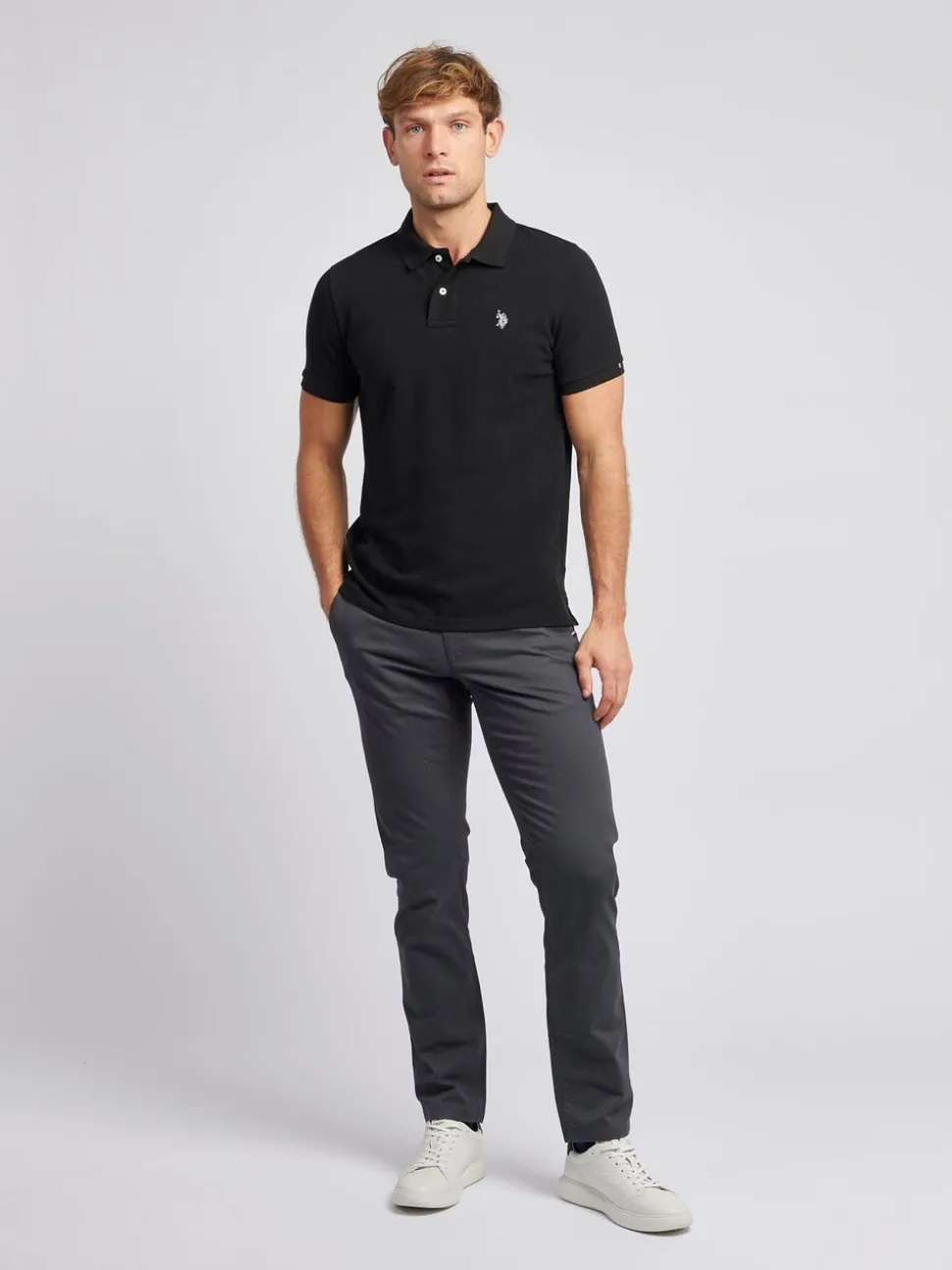 U.S. Polo Assn. Light Grey Mens Classic Chinos Trousers