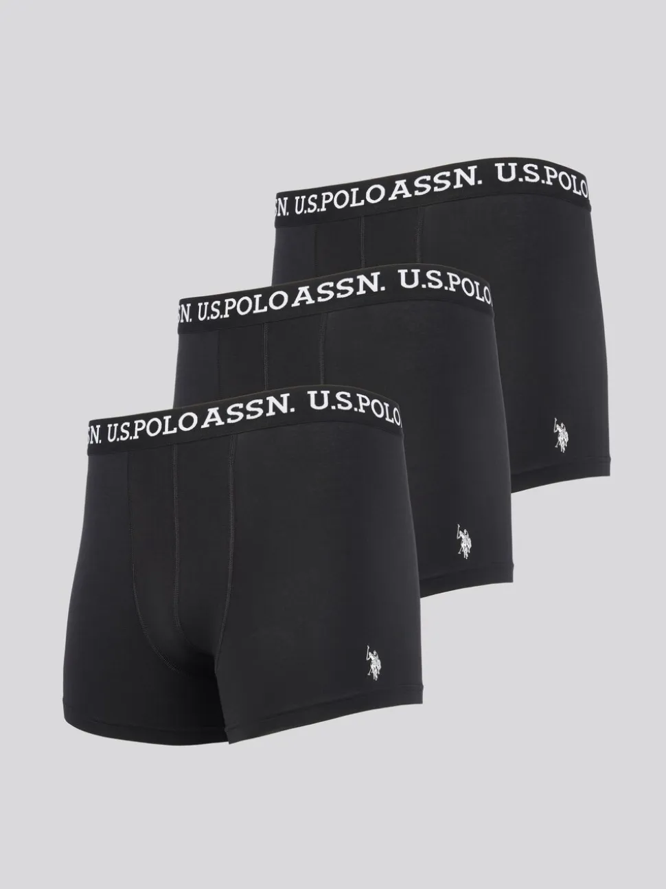 U.S. Polo Assn Mens Black Boxer Shorts 3 Pack