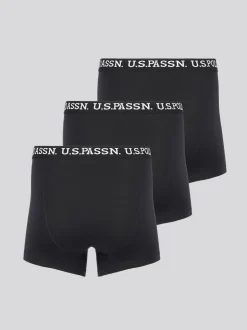U.S. Polo Assn Mens Black Boxer Shorts 3 Pack
