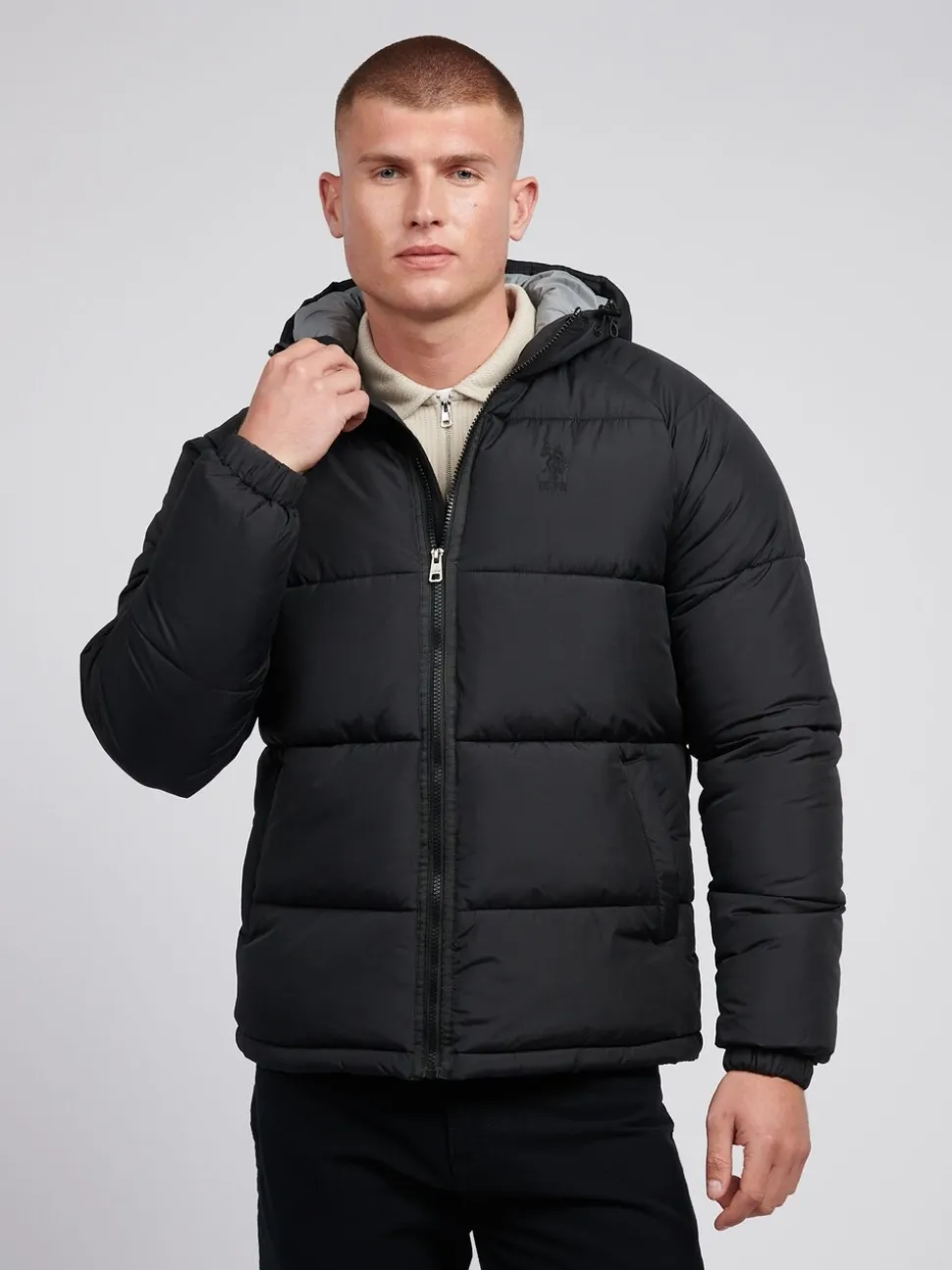 U.S. Polo Assn. Mens Ripstop Hooded Puffer Jacket