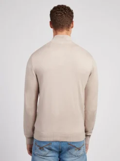 U.S. Polo Assn. Natural Cotton Funnel Neck Quarter Zip Knit